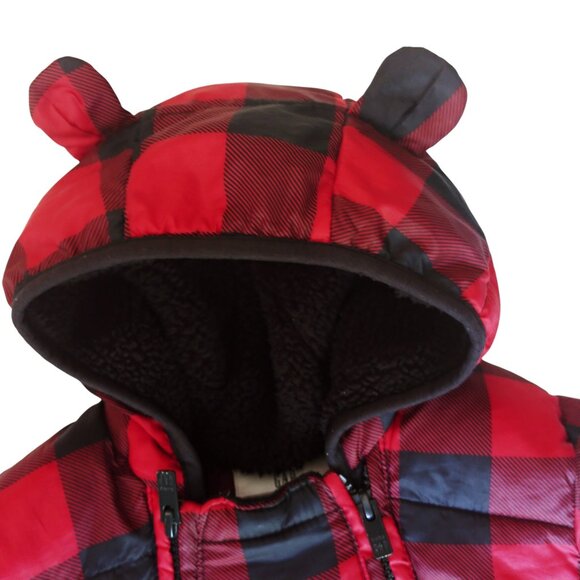 Baby Gap Buffalo Plaid Bear-Eared Snowsuit 18-24 Months - Picture 3 of 11